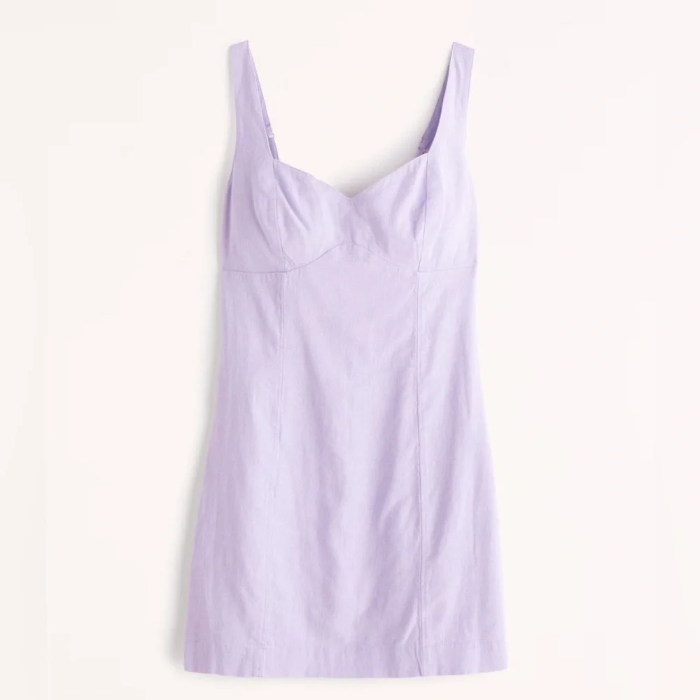 Abercrombie Corset Seamed Linen Blend Mini Dress Lavender Purple Size Small - Picture 2 of 10